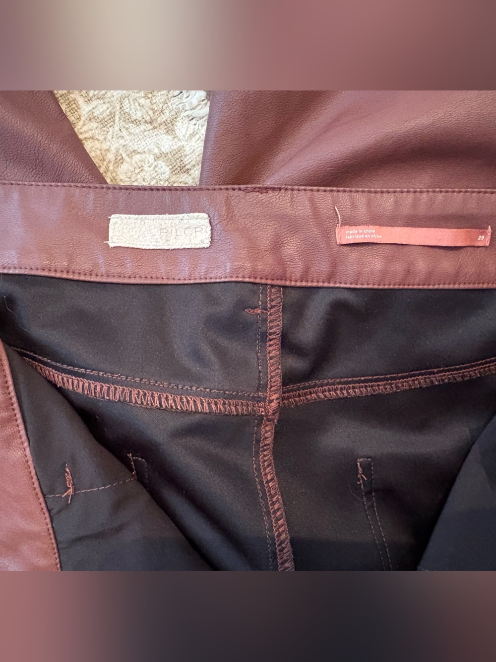 Pilcro The Yaya Midrise Faux Leather Bootcut Jeans - Burgundy Size 29 - Picture 4 of 10